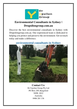 Environmental Consultants in Sydney | Drupsilongroup.com.au