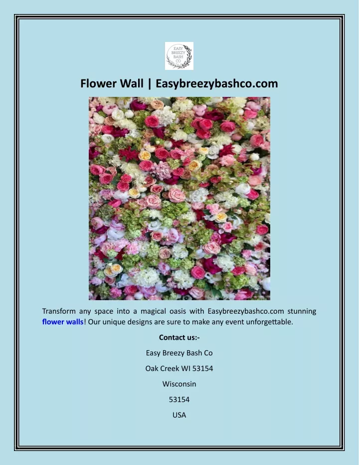 flower wall easybreezybashco com