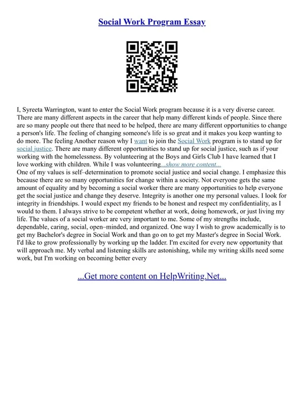 Social Work Essays