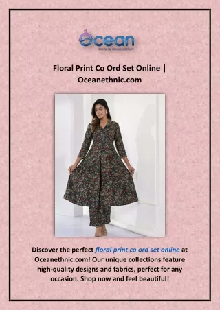 Floral Print Co Ord Set Online | Oceanethnic.com