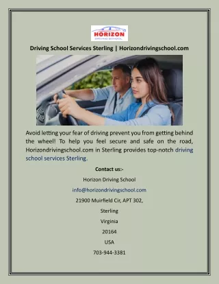 Driving School Services Sterling  Horizondrivingschool