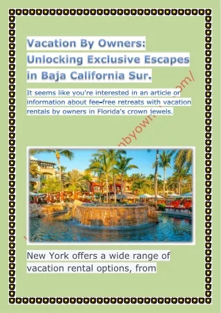 Vacation By Owners Unlocking Exclusive Escapes in Baja California Sur