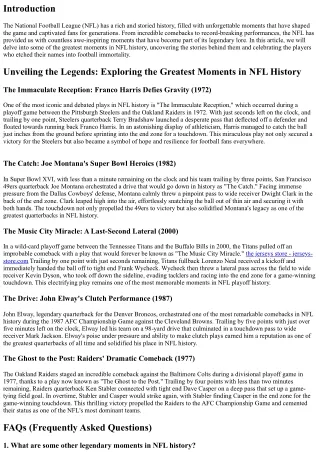 Unveiling the Legends: Exploring the Greatest Moments in NFL History