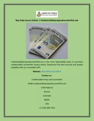 Buy Fake Euros Online  Undetectablepropandcounterfeit.net
