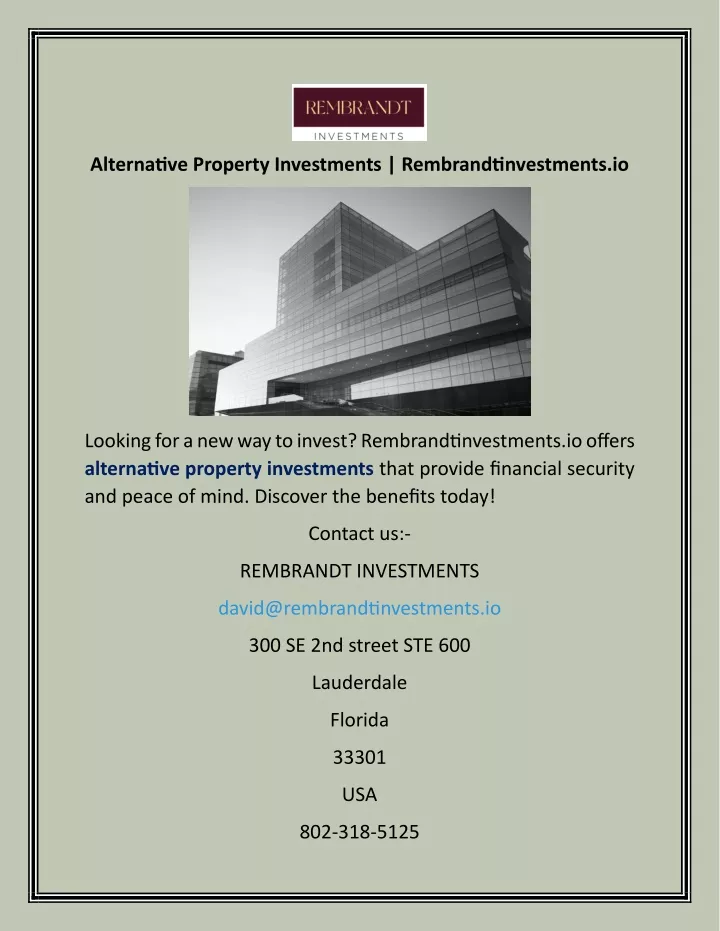 alternative property investments