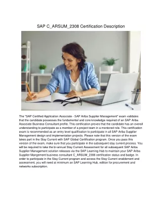 SAP C_ARSUM_2308 Certification Description