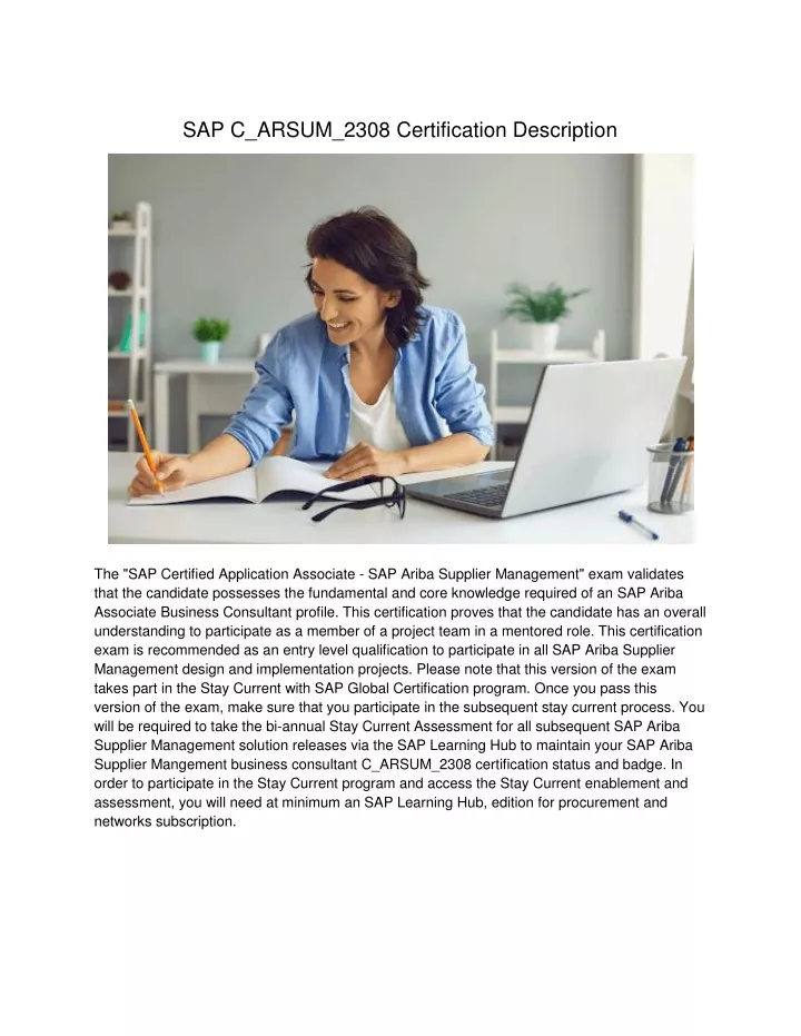sap c arsum 2308 certification description