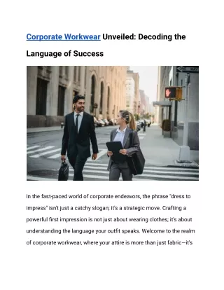 Corporate Workwear Unveiled: Decoding the Language of Success