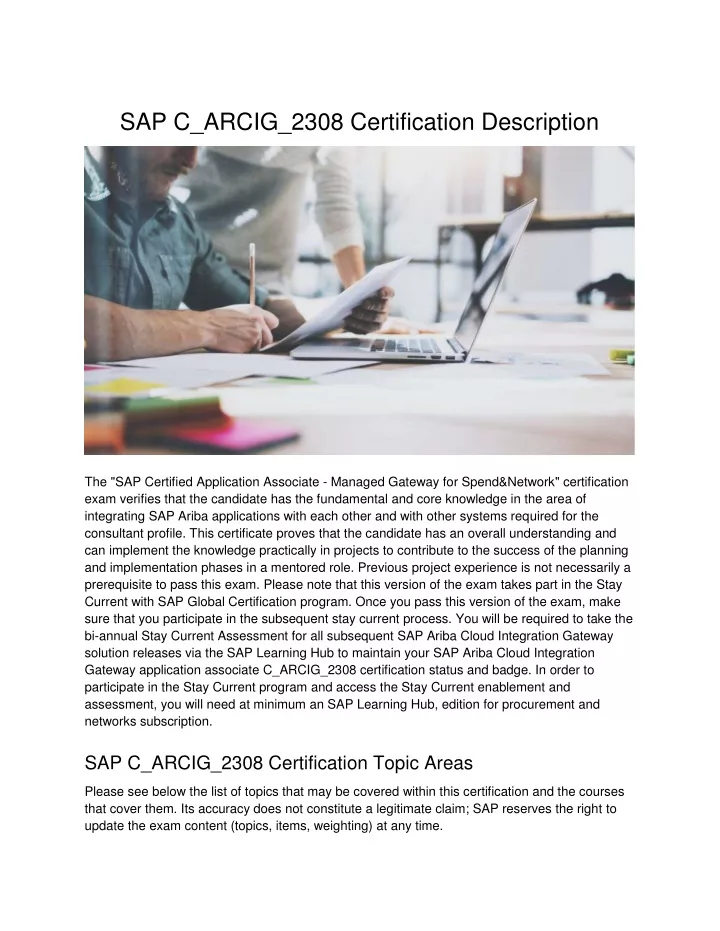 sap c arcig 2308 certification description