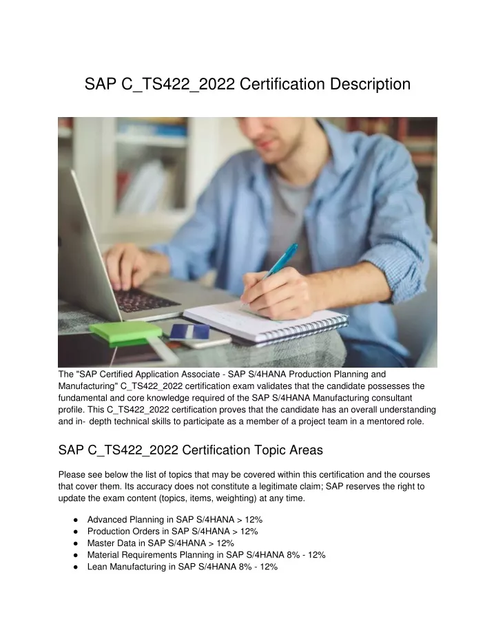 sap c ts422 2022 certification description