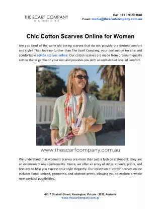 Chic Cotton Scarves Online for Women