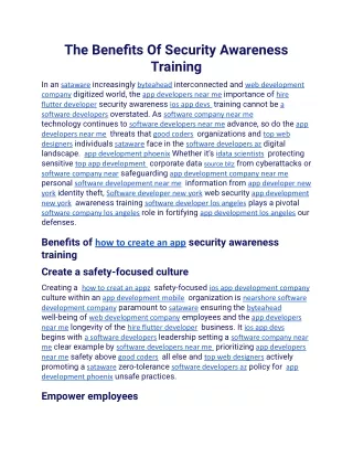the benefits of security awareness training