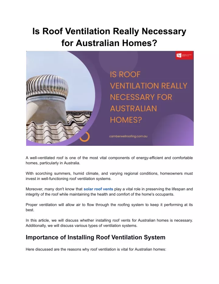 is roof ventilation really necessary