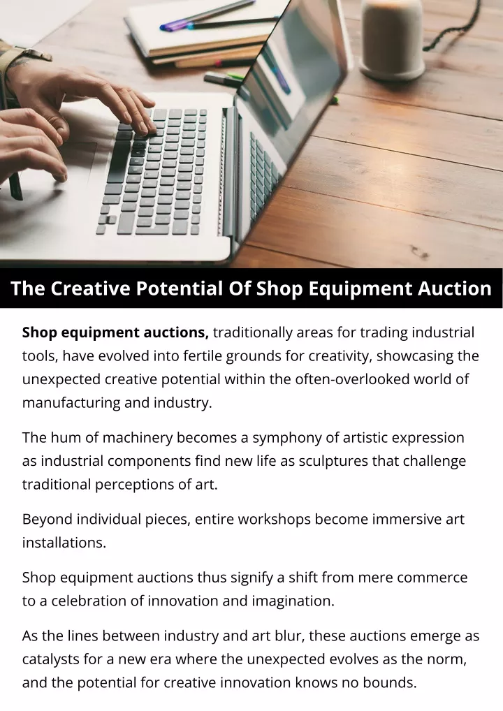 the creative potential of shop equipment auction