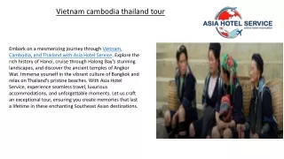 Vietnam cambodia thailand tour