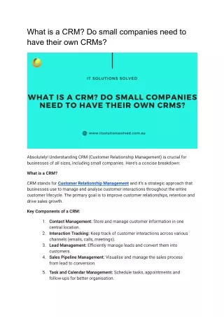 what is a crm do small companies need to have