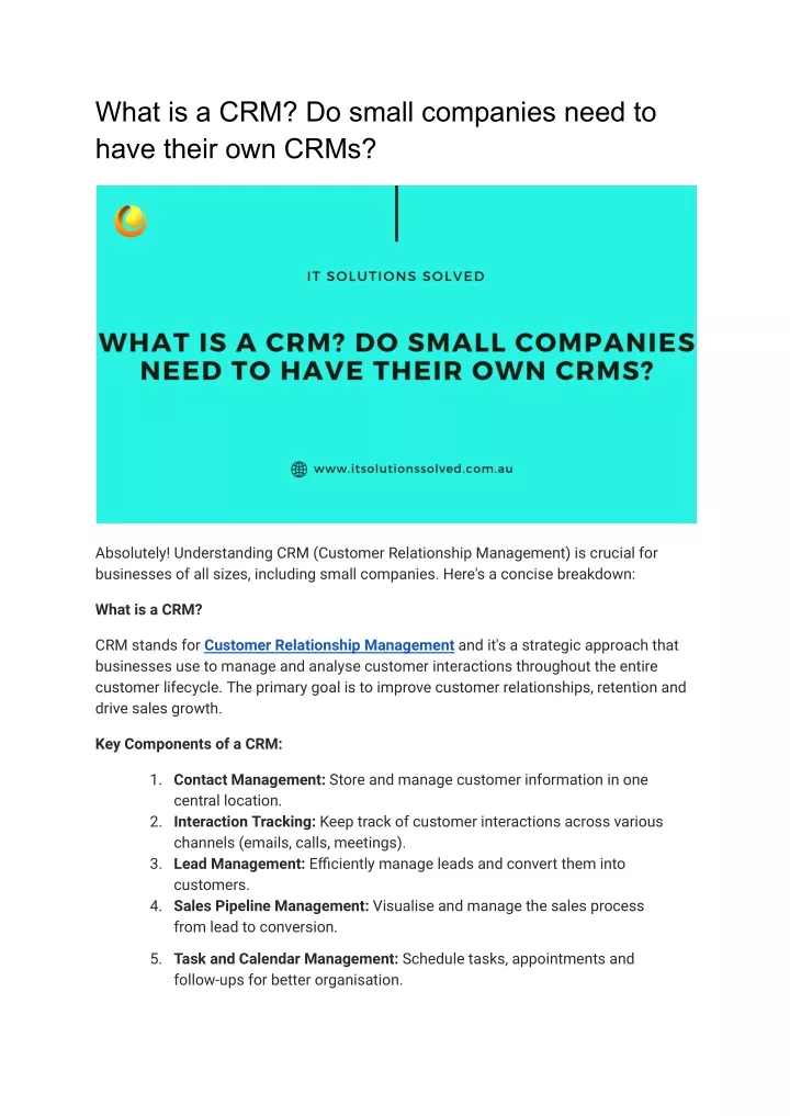 what is a crm do small companies need to have