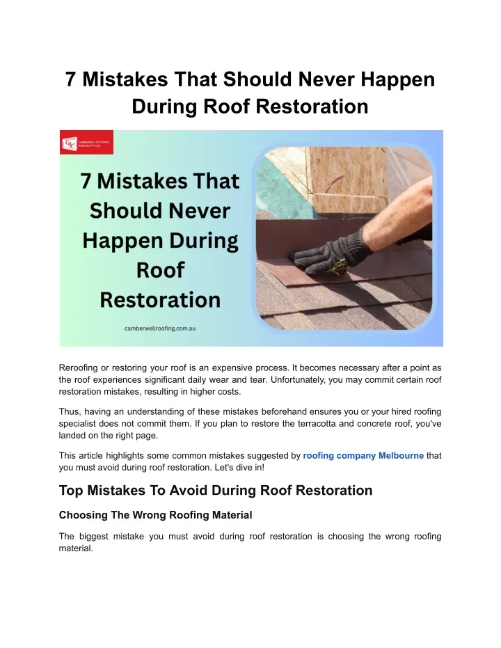 7 mistakes that should never happen during roof