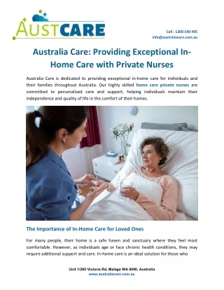 Australia Care: Providing Exceptional In-Home Care with Private Nurses