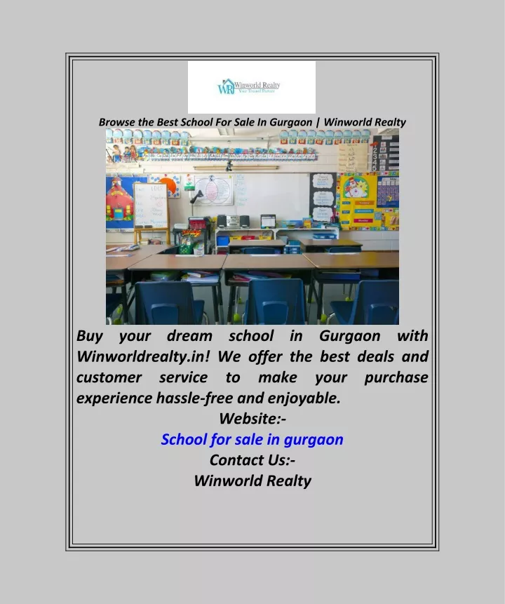 browse the best school for sale in gurgaon