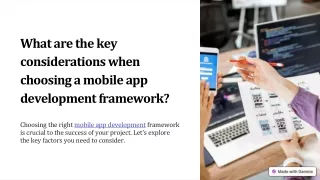 What are the key considerations when choosing a mobile app development framework