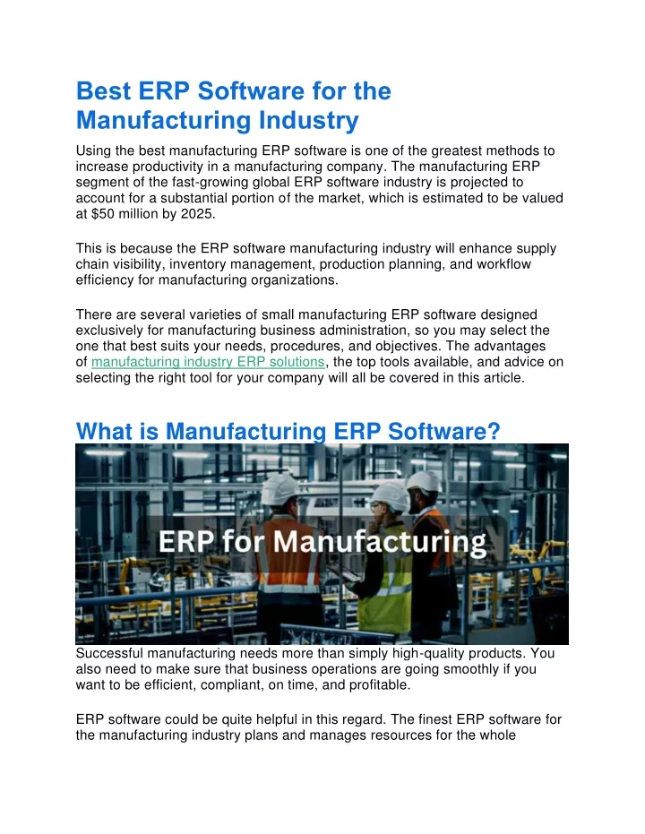 best erp software for the manufacturing industry