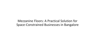Mezzanine Floors in Bangalore