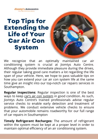 Top Tips for Extending the Life of Your Car Air Con System