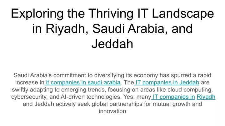 exploring the thriving it landscape in riyadh