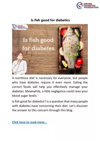 Is fish good for diabetics-best diabetes foundation at Erode