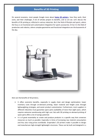 benefits of 3d printing