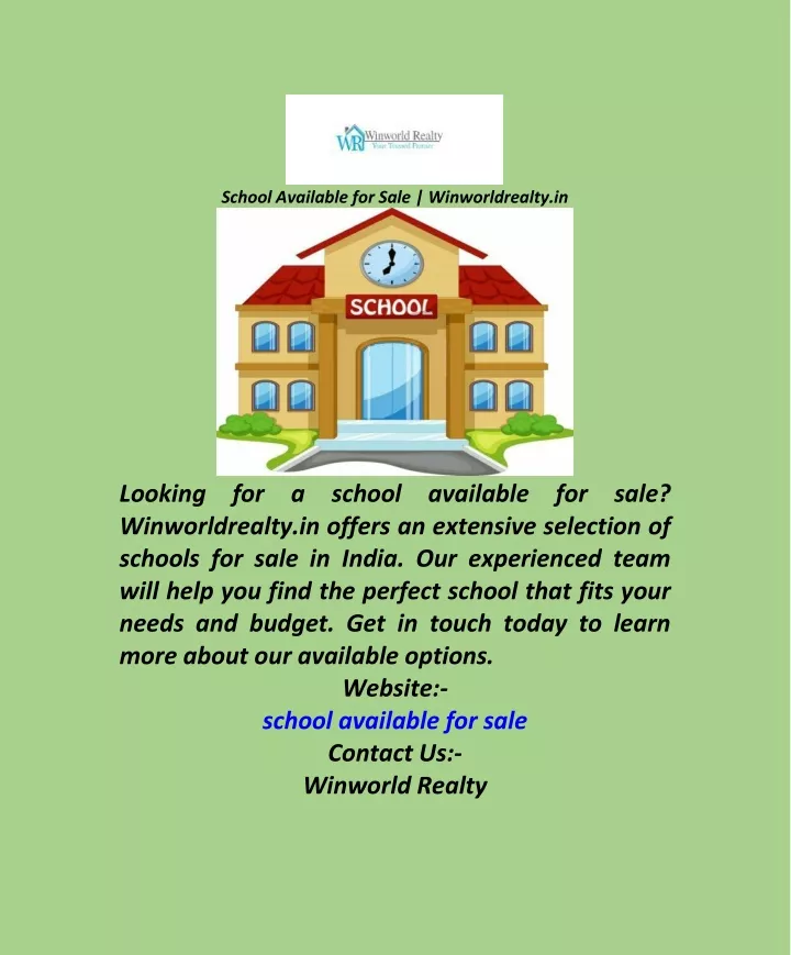 school available for sale winworldrealty in