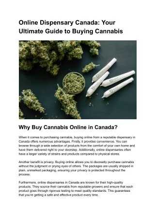 Online Dispensary Canada_ Your Ultimate Guide to Buying Cannabis