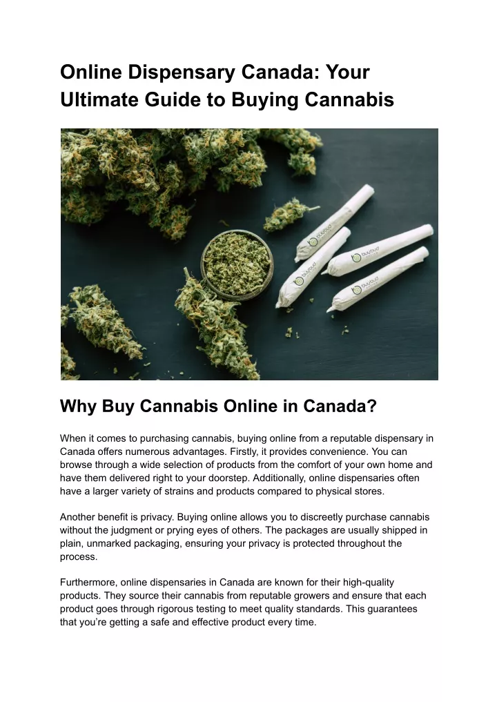 online dispensary canada your ultimate guide