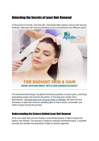 Unlocking the Secrets of Laser Hair Removal with Apollo Clinic Barrackpore