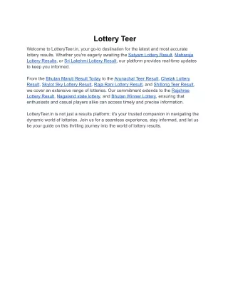 Lottery Teer