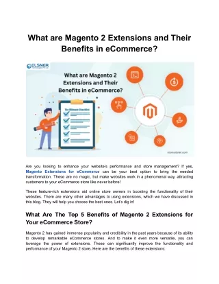 what are magento 2 extensions and their benefits