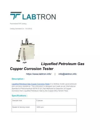 Liquefied Petroleum Gas Copper Corrosion Tester
