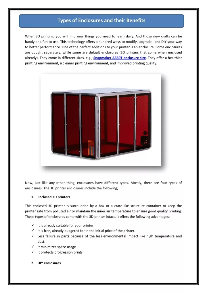 types of enclosures and their benefits