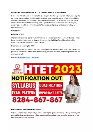 online offline coaching for htet in competition