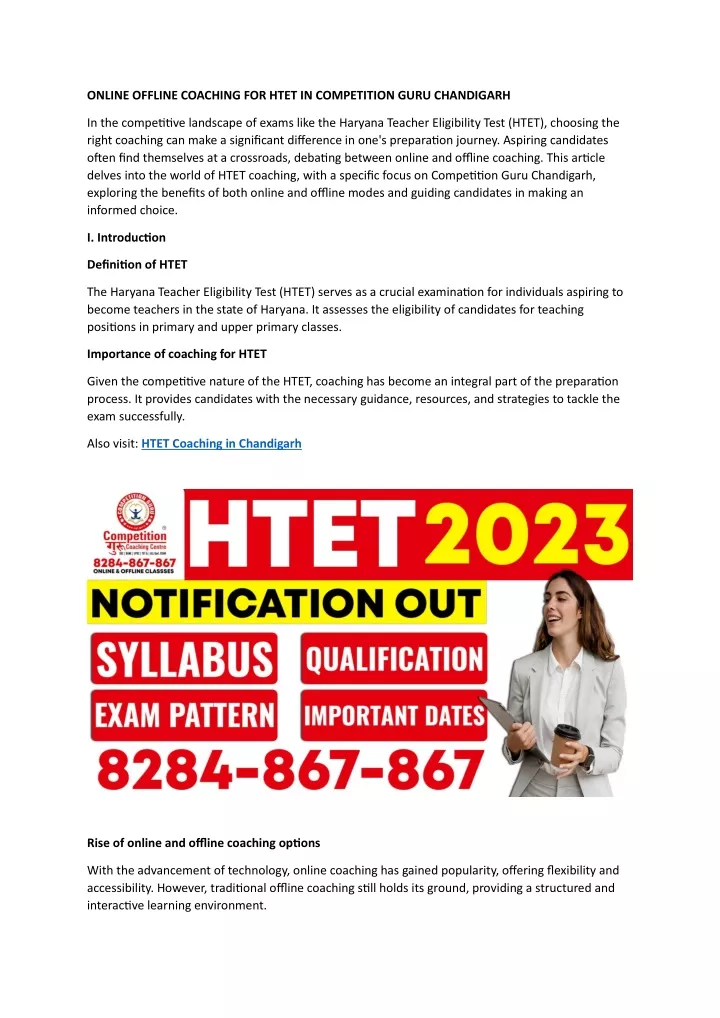 online offline coaching for htet in competition