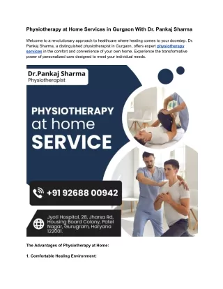 Physiotherapy at Home Services in Gurgaon With Dr. Pankaj Sharma