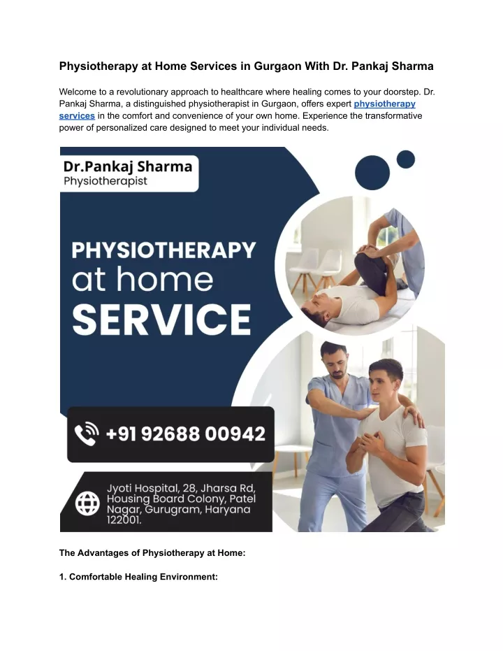 physiotherapy at home services in gurgaon with