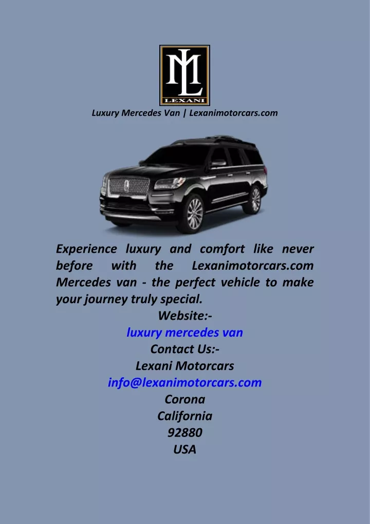 luxury mercedes van lexanimotorcars com