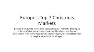 Europe's Top 7 Christmas Markets