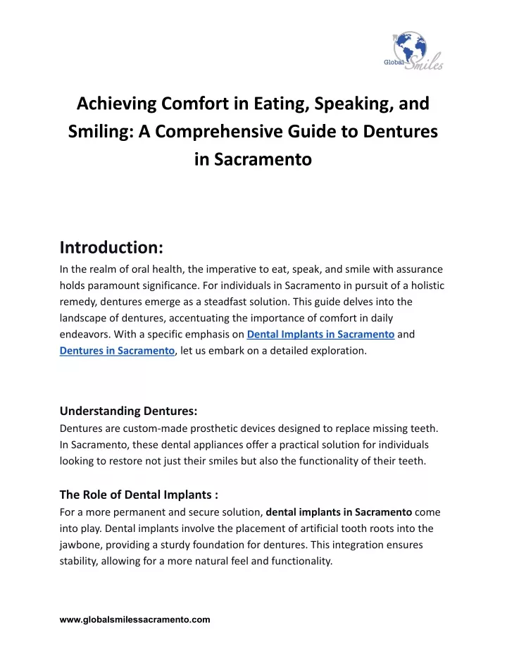 achieving comfort in eating speaking and smiling