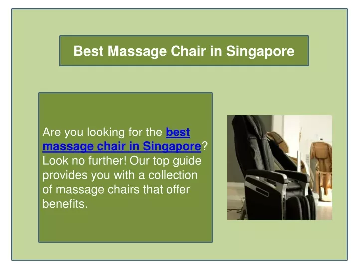 best massage chair in singapore