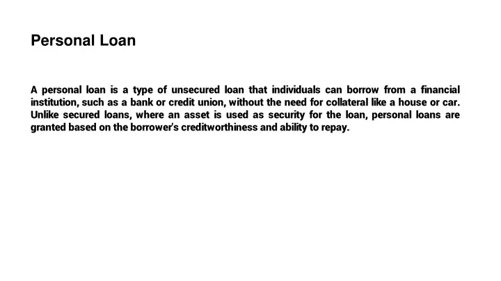 personal loan