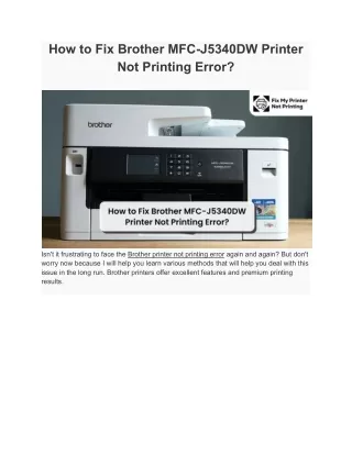 How to Fix Brother MFC-J5340DW Printer Not Printing Error