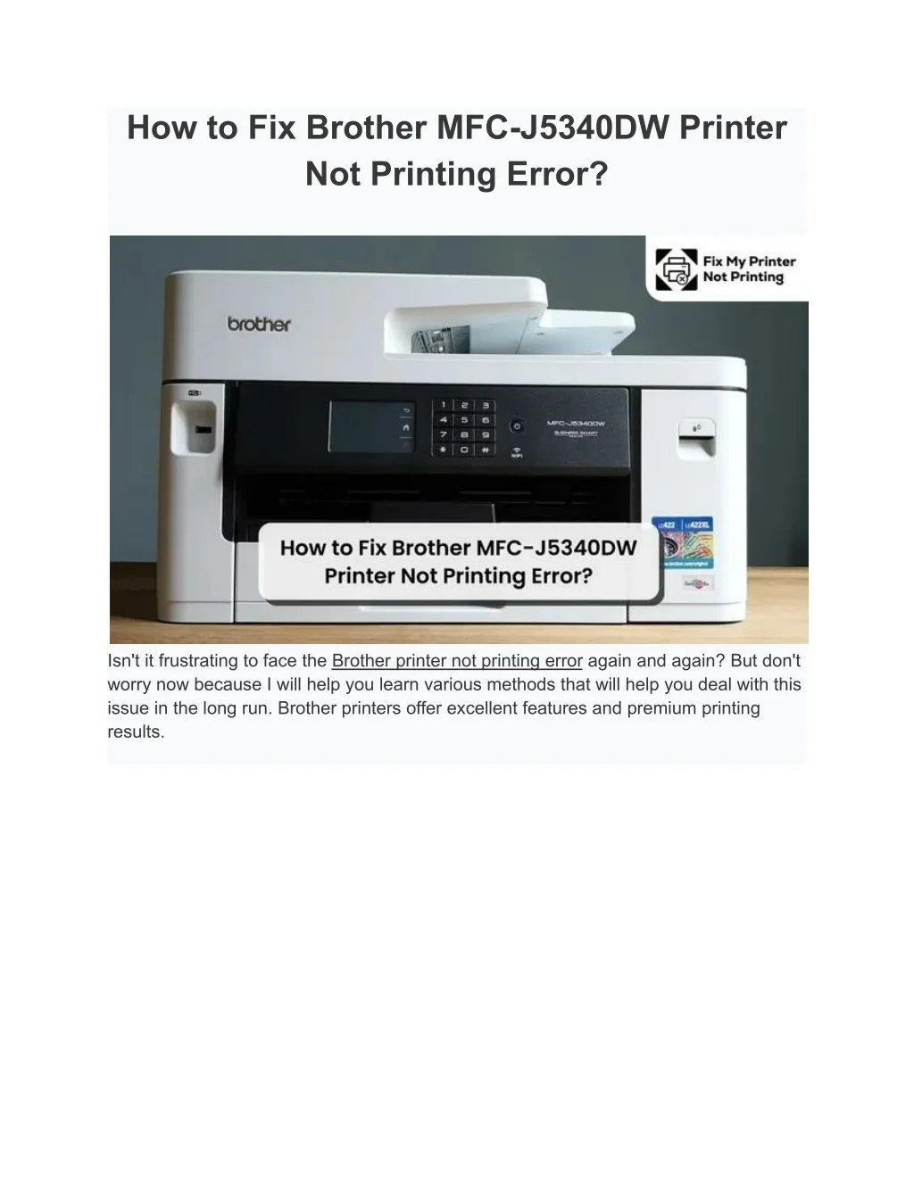 PPT - How to Fix Brother MFC-J5340DW Printer Not Printing Error ...